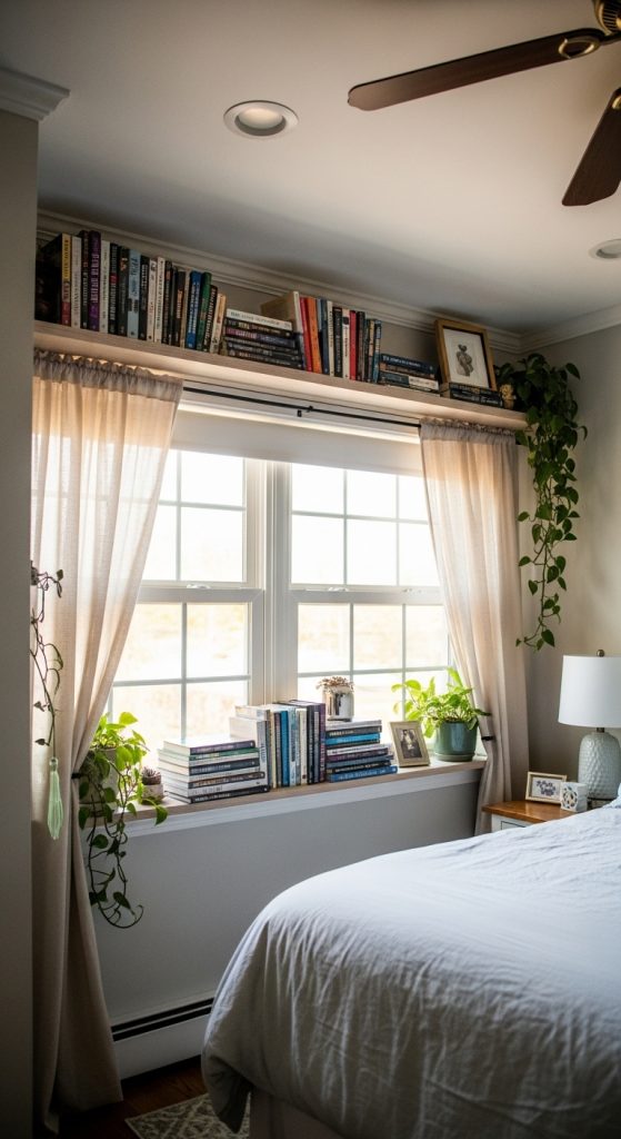 11. Bookshelves Over the Window
