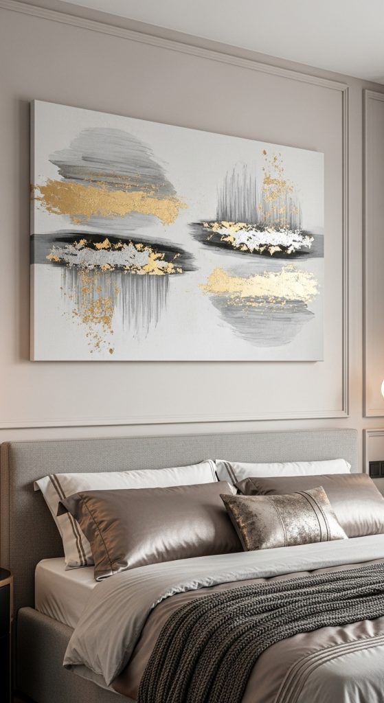 13. Canvas Art with Metallic Accents