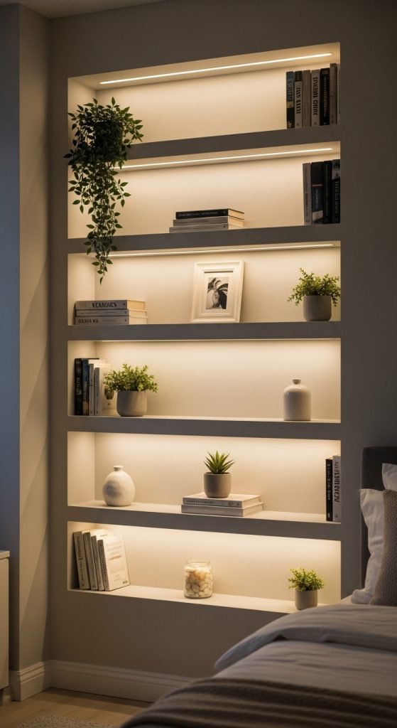 17. Built-In Shelves With Lights
