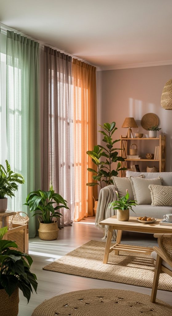 17. Natural Toned Curtains for a Calming Atmosphere
