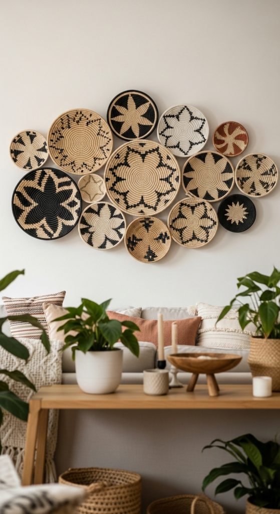 18. Decorate with Woven Baskets or Plates