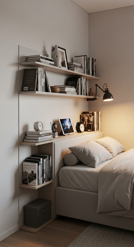 19. Bookshelf Along the Bedside Wall