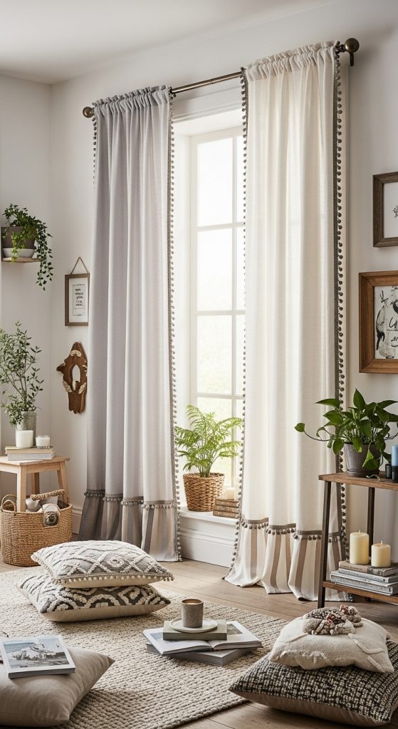 20. Curtains with Decorative Trim for a Custom Look