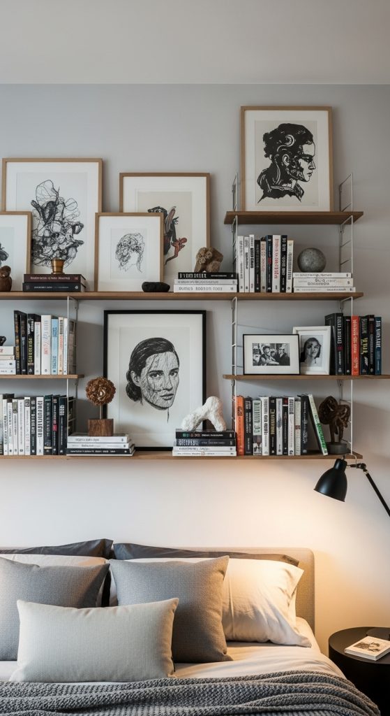 21. Bookshelves Mixed with Art