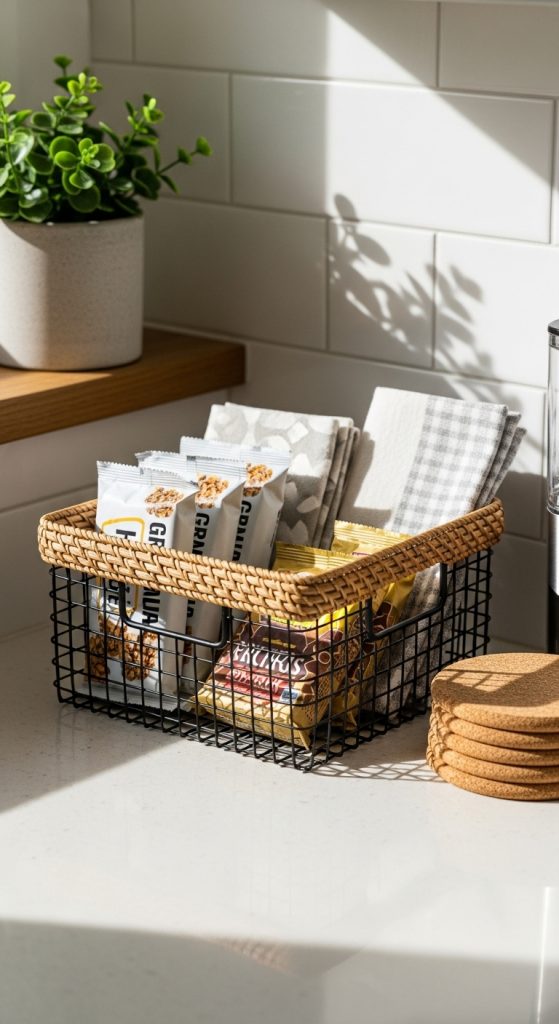 21. Decorative Basket for Snacks or Napkins