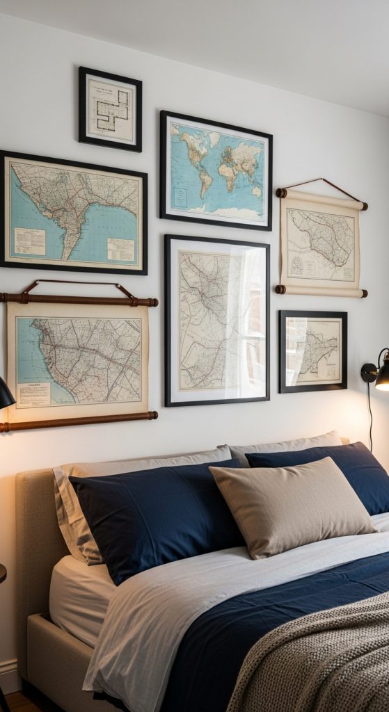 21. Vintage Maps or Blueprints