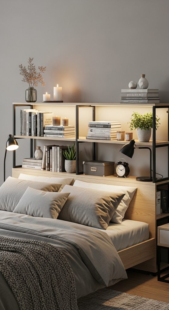 4. Bookshelf as a Headboard