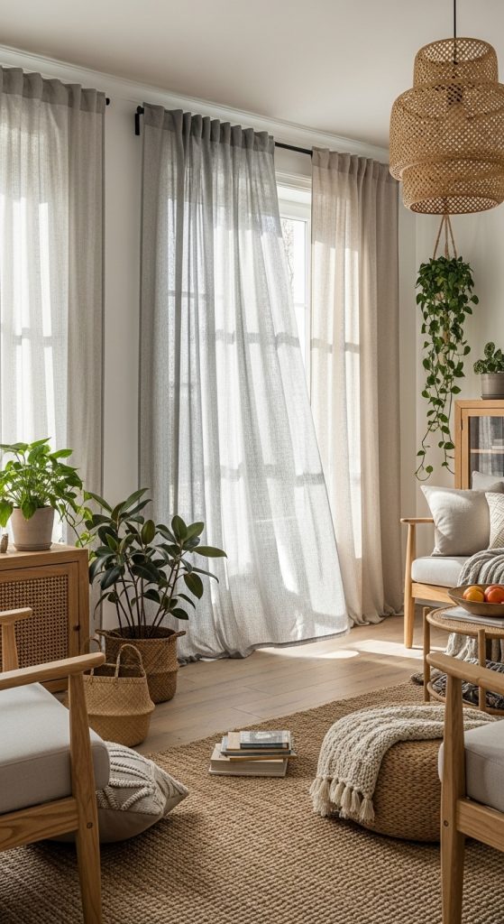 6. Neutral Linen Curtains for a Timeless Feel