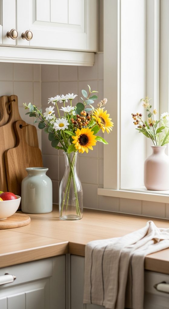 7. Small Vase of Fresh or Faux Flowers