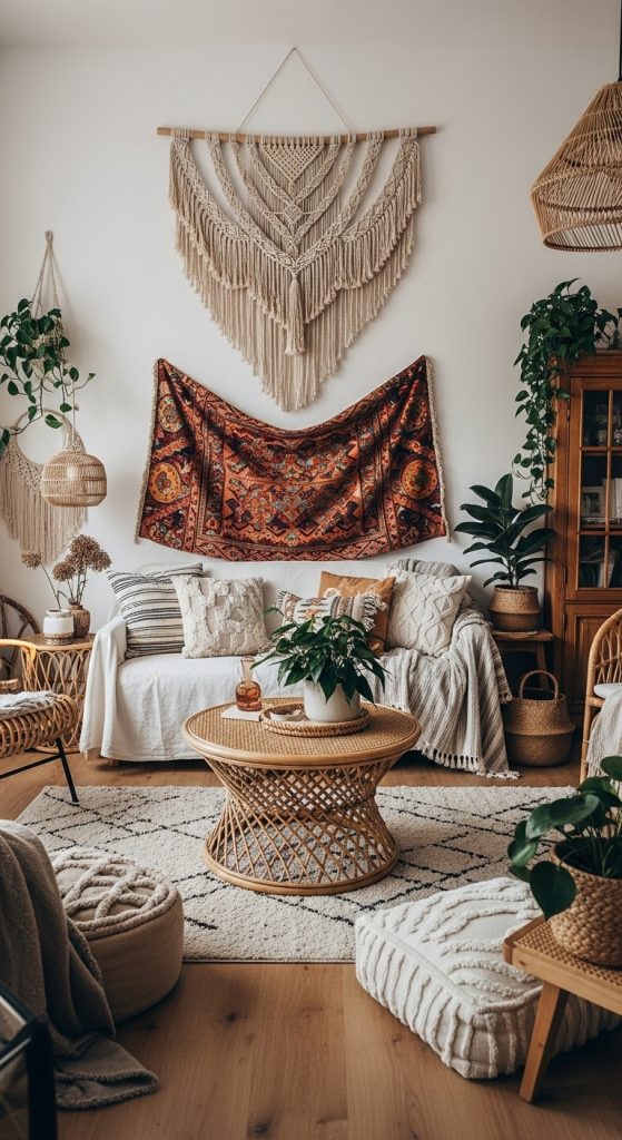 7. Use Macrame and Tapestry Wall Hangings