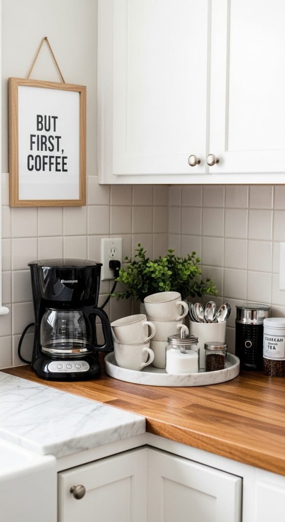 8. Stylish Coffee Station in One Corner
