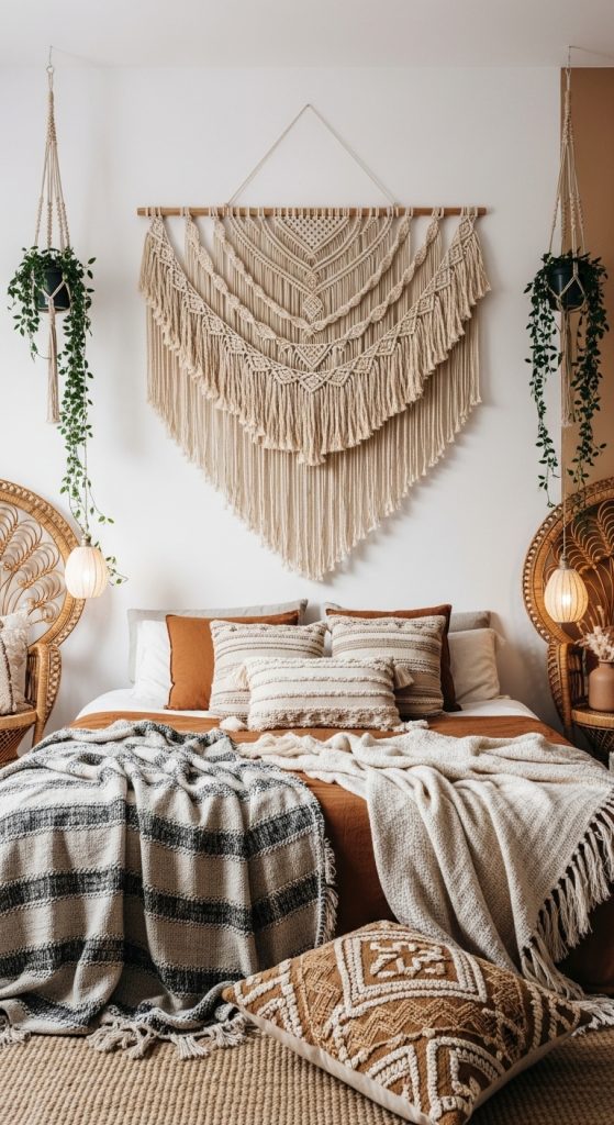9. Boho Macramé or Woven Hangings