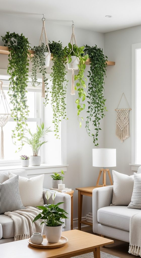 9. Display Hanging Plants or Vertical Gardens