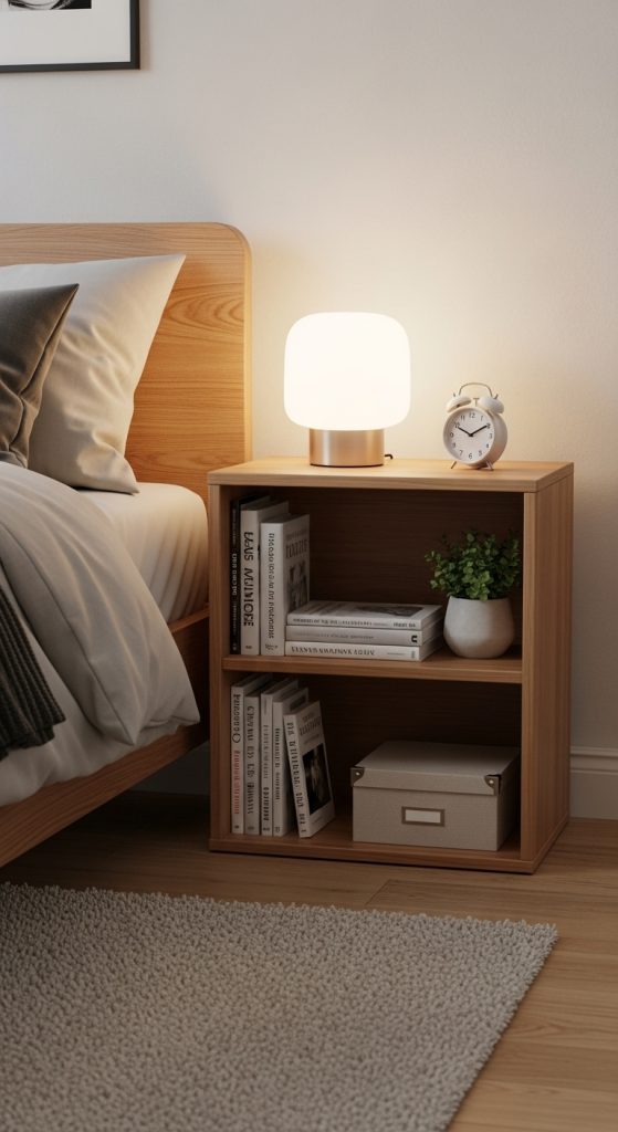 9. Nightstand with Built-In Shelves