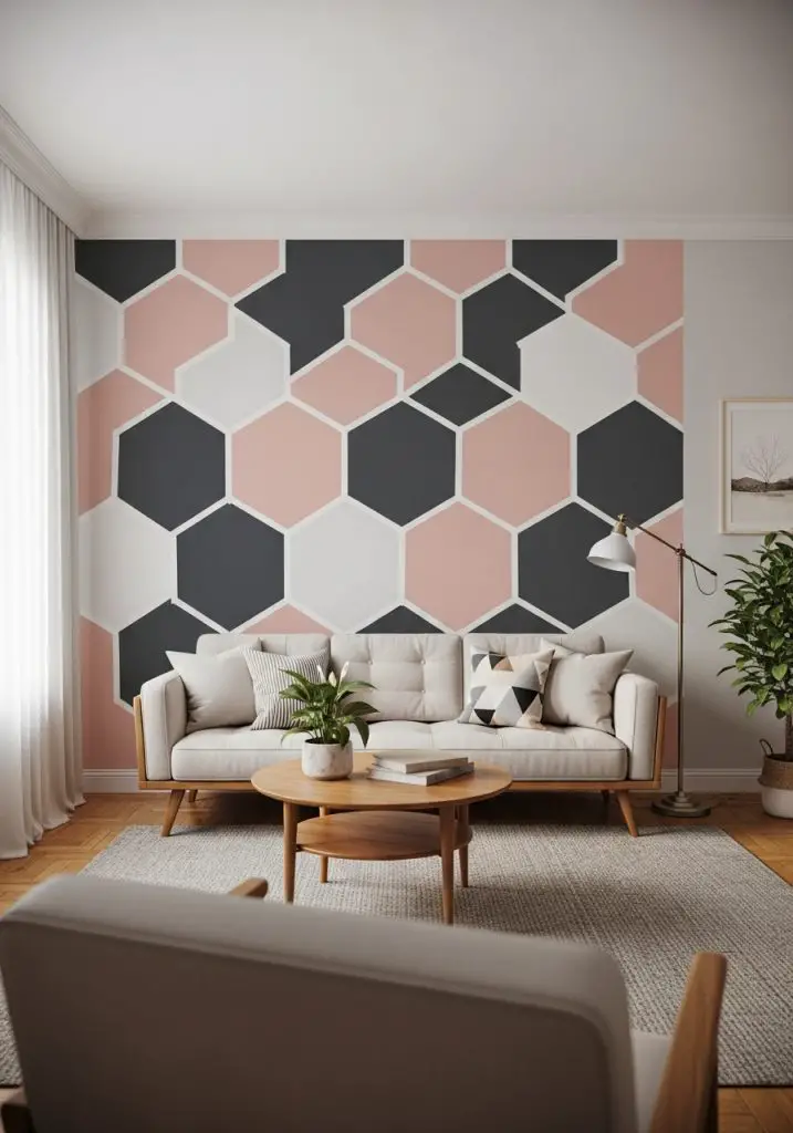 2. Geometric Wall Pattern Using Tape