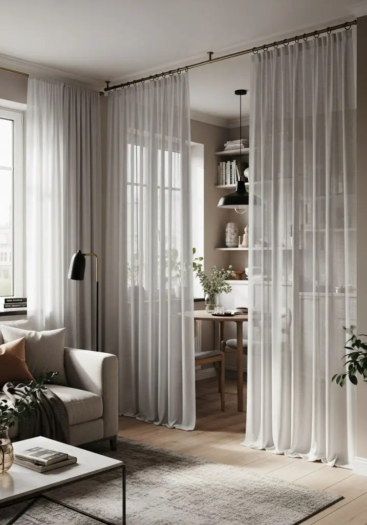 2. Hang Curtains to Define Boundaries
