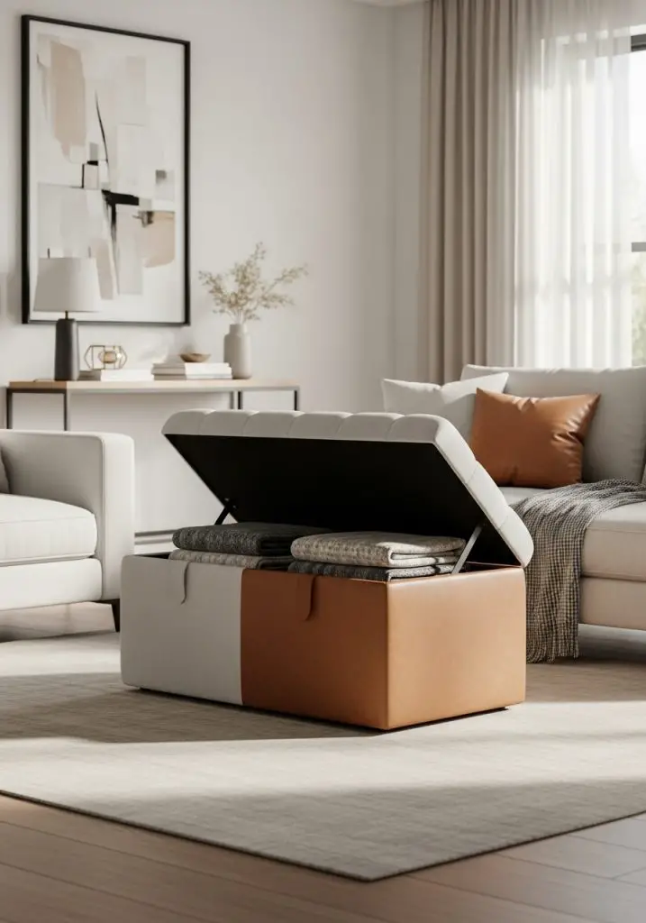 2. Storage Ottomans (Secret Blanket Stash)