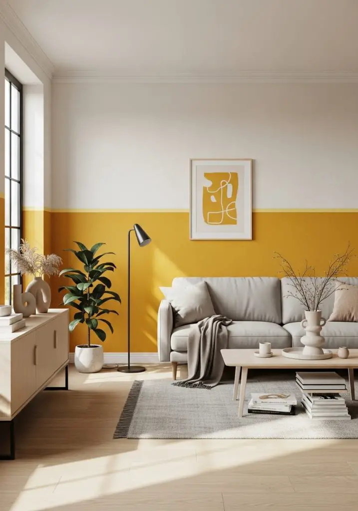 4. Painted Half‑Wall Accent (Color Blocking)