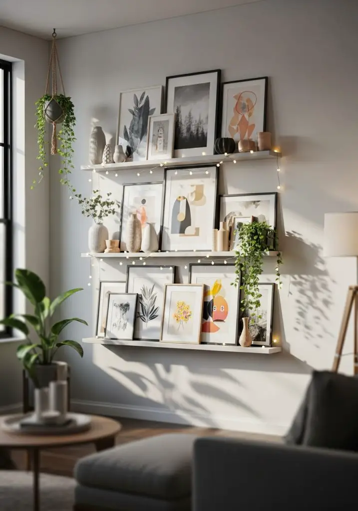 6. DIY Gallery Shelf Walls