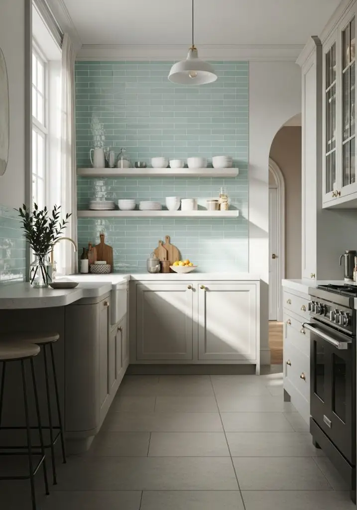 7. Glass Tiles with Soft Glow