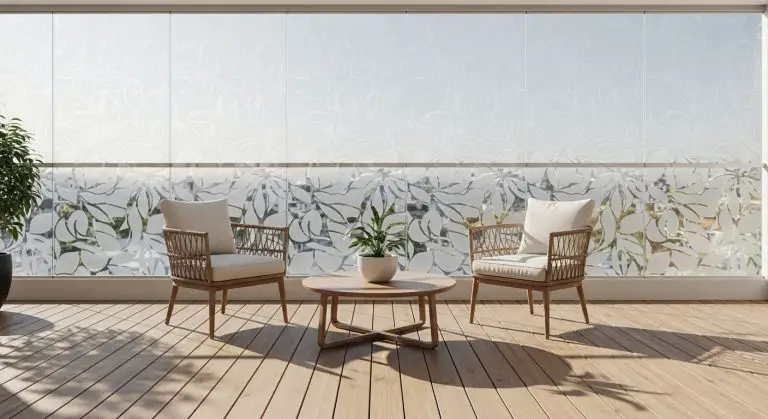 Etching Glass Design for Balcony