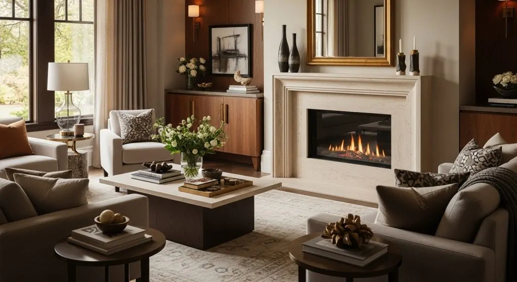 Luxury Living Room Fireplace