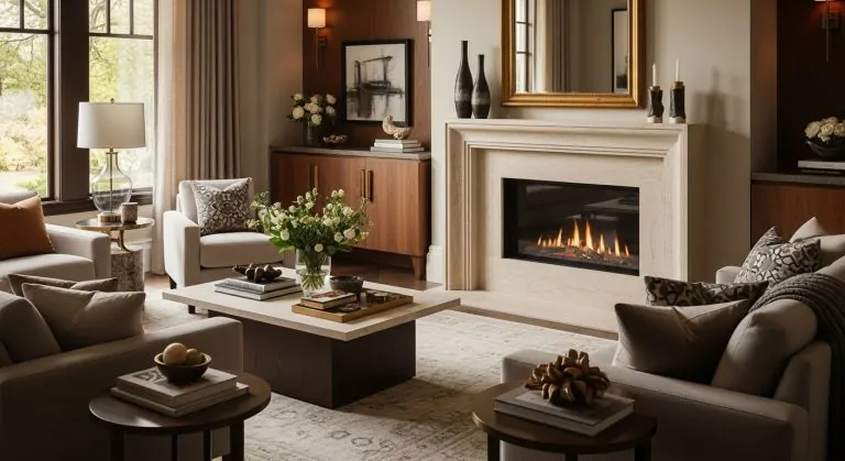 Luxury Living Room Fireplace
